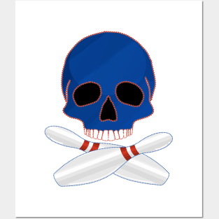 Bowling Ball Skull and Crossed Bowling Pins Posters and Art